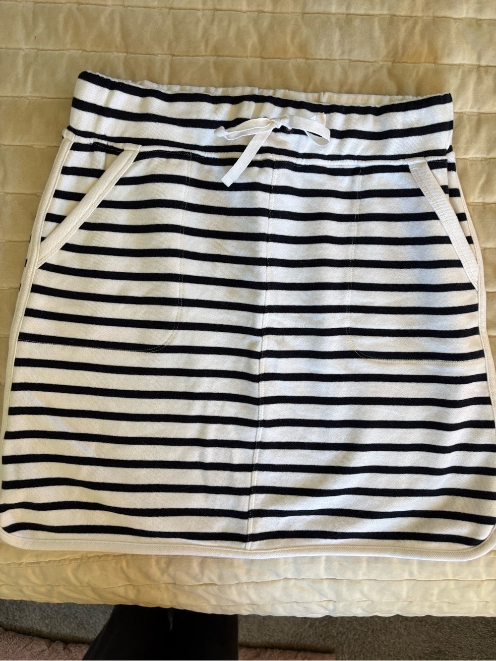 Talbots NWT Navy and White Striped Drawstring Mini Skirt